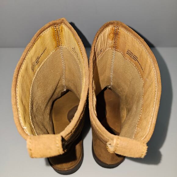 Born Mid Calf Boot Womens 8.5 Cognac Brown Suede Pull On Riding Rustic Fall - Picture 10 of 16